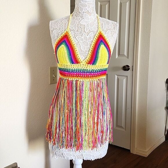 Crochet Boho Hippie Halter Top - Picture 3 of 9